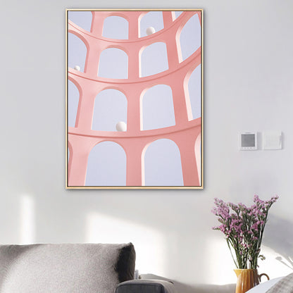 Pastel Color Nordic Canvas Art Illustration Architecture Wall Decor for Sitting Room Blue Clearhalo 'Arts' 'Canvas Art' 1783426