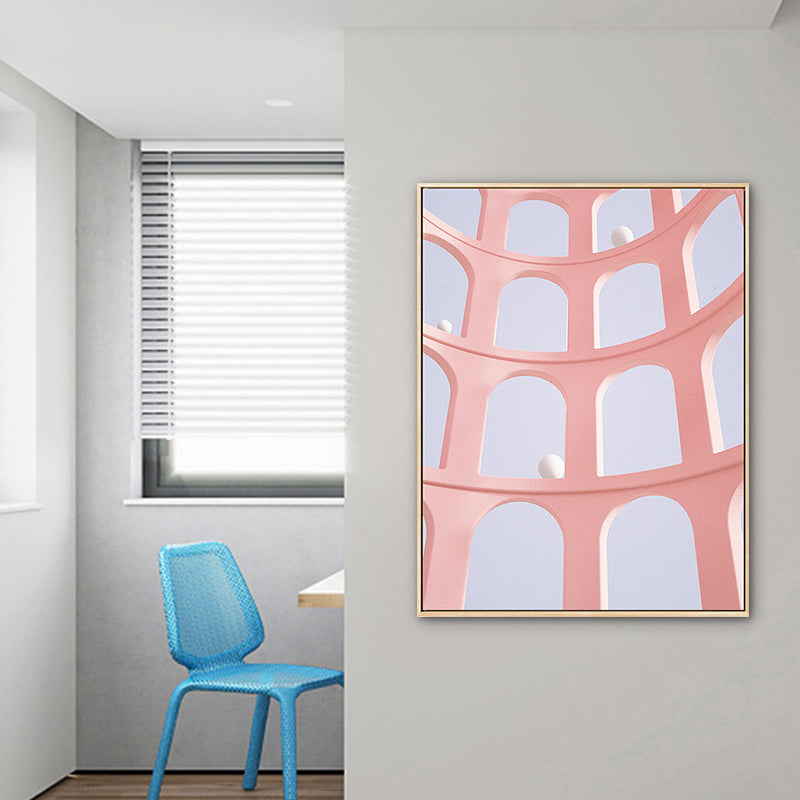 Pastel Color Nordic Canvas Art Illustration Architecture Wall Decor for Sitting Room Clearhalo 'Arts' 'Canvas Art' 1783427