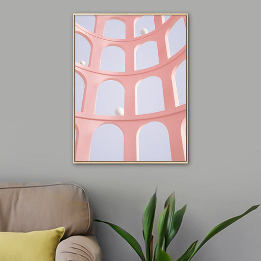 Pastel Color Nordic Canvas Art Illustration Architecture Wall Decor for Sitting Room Clearhalo 'Arts' 'Canvas Art' 1783428
