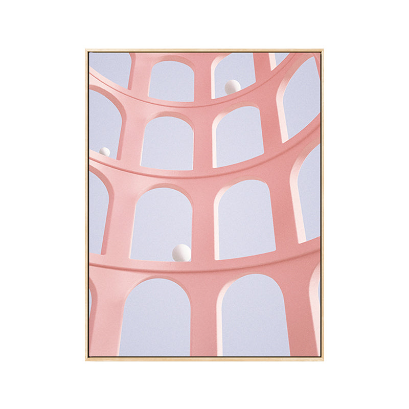 Pastel Color Nordic Canvas Art Illustration Architecture Wall Decor for Sitting Room Clearhalo 'Arts' 'Canvas Art' 1783429