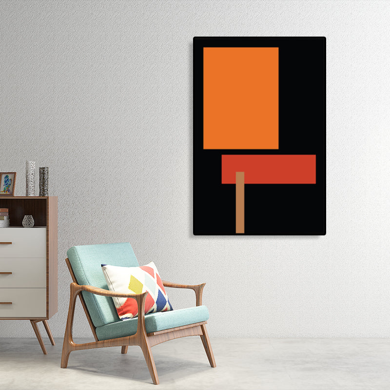 Nordic Style Geometric Wall Art Decor Dark Color Sitting Room Canvas Print, Textured Orange Clearhalo 'Arts' 'Canvas Art' 1783459
