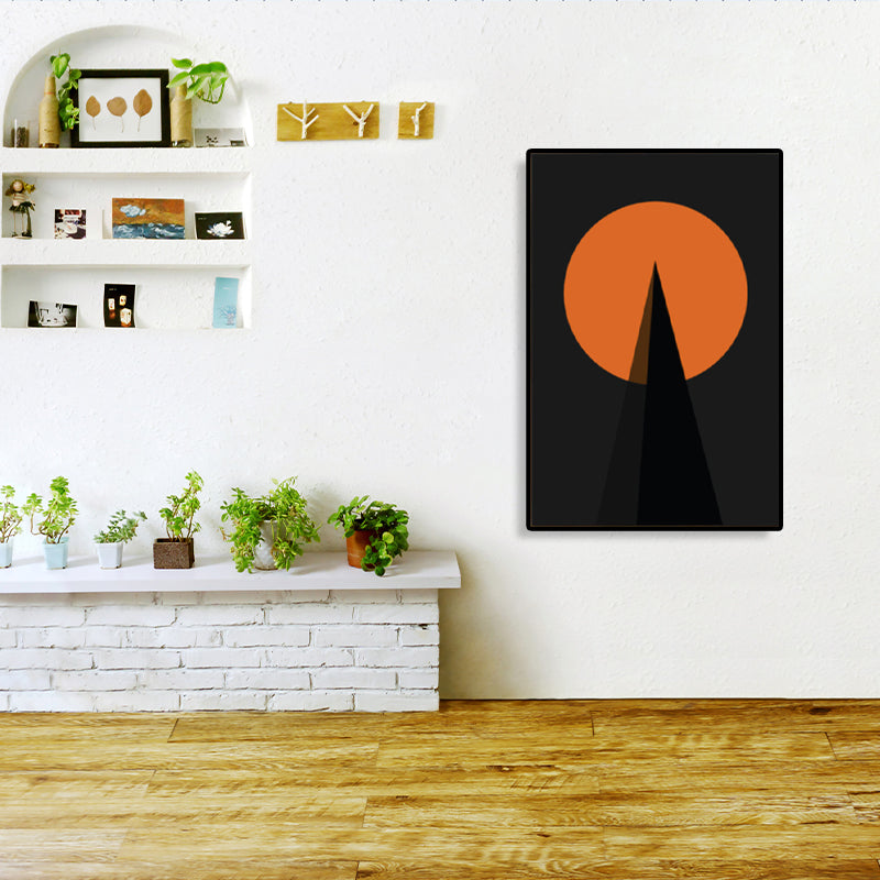 Nordic Style Geometric Wall Art Decor Dark Color Sitting Room Canvas Print, Textured Black Clearhalo 'Arts' 'Canvas Art' 1783466