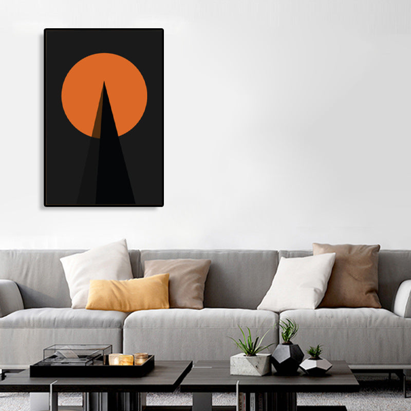 Nordic Style Geometric Wall Art Decor Dark Color Sitting Room Canvas Print, Textured Clearhalo 'Arts' 'Canvas Art' 1783468