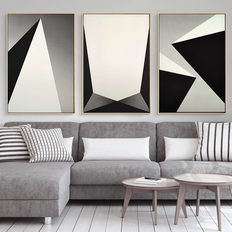 Textured Geometry Prism Canvas Art Nordic Style Wall Decor for House Interior, Dark Color Clearhalo 'Arts' 'Canvas Art' 1783470