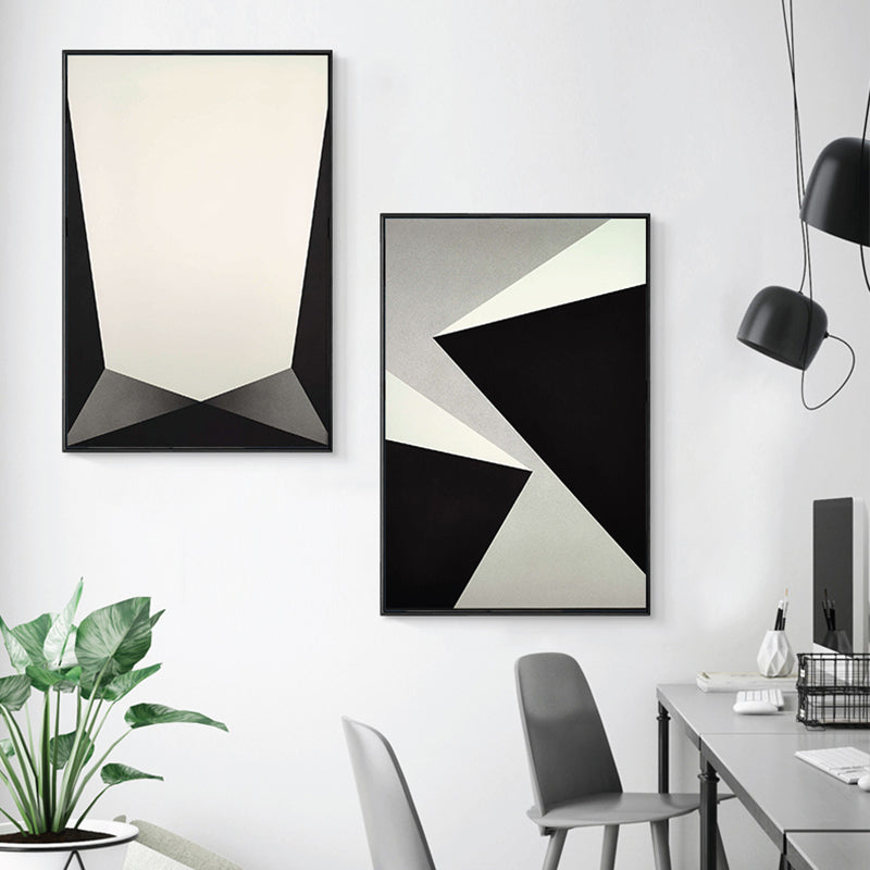 Textured Geometry Prism Canvas Art Nordic Style Wall Decor for House Interior, Dark Color Clearhalo 'Arts' 'Canvas Art' 1783472