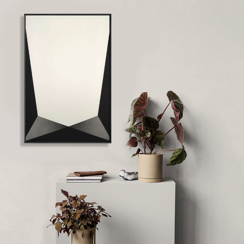 Textured Geometry Prism Canvas Art Nordic Style Wall Decor for House Interior, Dark Color White Clearhalo 'Arts' 'Canvas Art' 1783477