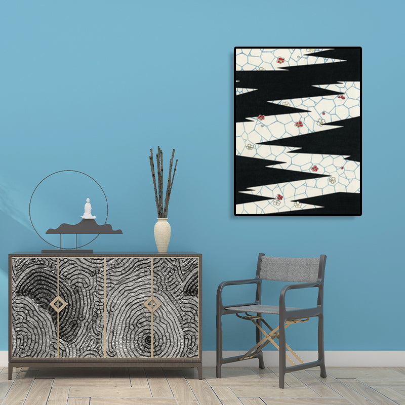 Zigzag Pattern Canvas Print Boys Room Geometric Wall Art in Dark Color, Textured Clearhalo 'Arts' 'Canvas Art' 1783494
