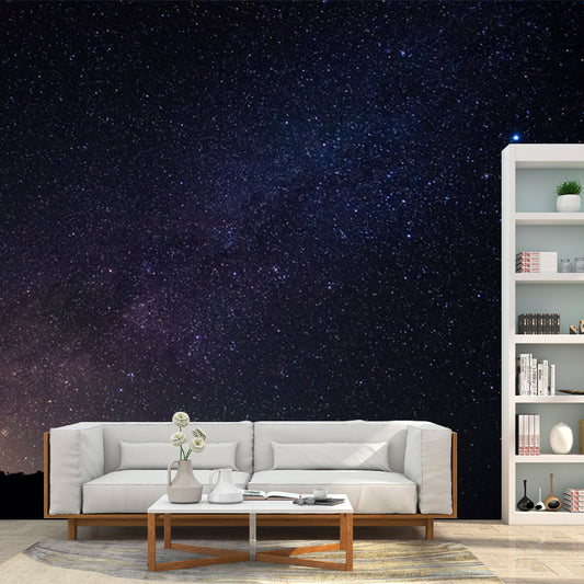 Mountain and Night Stars Mural Decal Black-Blue Contemporary Wall Decor for Living Room Clearhalo 'Wall Decor' 'Wall Mural' 1783770