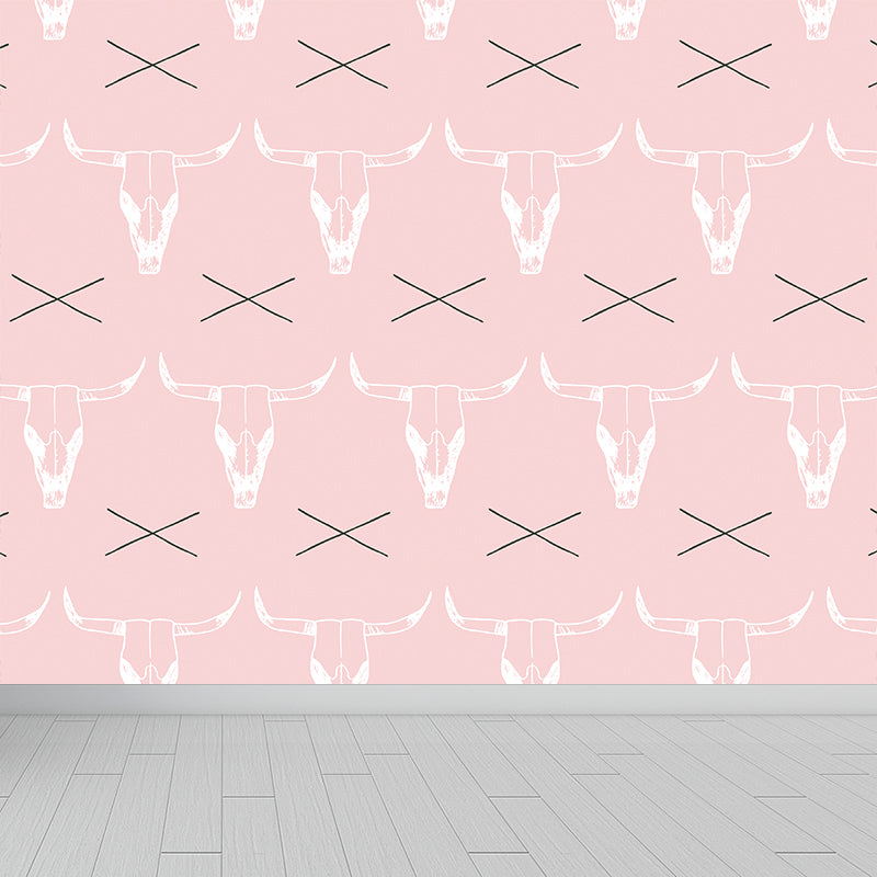 Fresh Abstract Pattern Mural Wallpaper Contemporary Non-Woven Material Wall Covering Pink Clearhalo 'Wall Decor' 'Wall Mural' 1783793