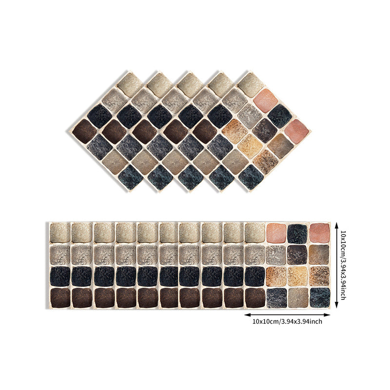 Boho-Chic Wallpaper Panel Set Multicolored Mosaic Tile Adhesive Wall Art, 3.3-sq ft Clearhalo 'Wall Decor' 'Wallpaper' 1783827