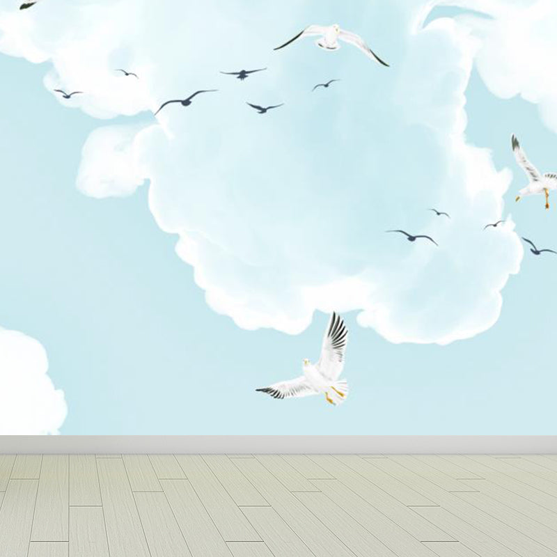 Giant Modern Mural Decal Soft Color Sky Scenery Wall Decor, Custom Size Available Clearhalo 'Wall Decor' 'Wall Mural' 1783905