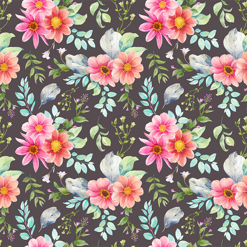 Modern Blossom Flower Print Mural Wallpaper Pastel Color Florentine Wall Covering Clearhalo 'Wall Decor' 'Wall Mural' 1783922