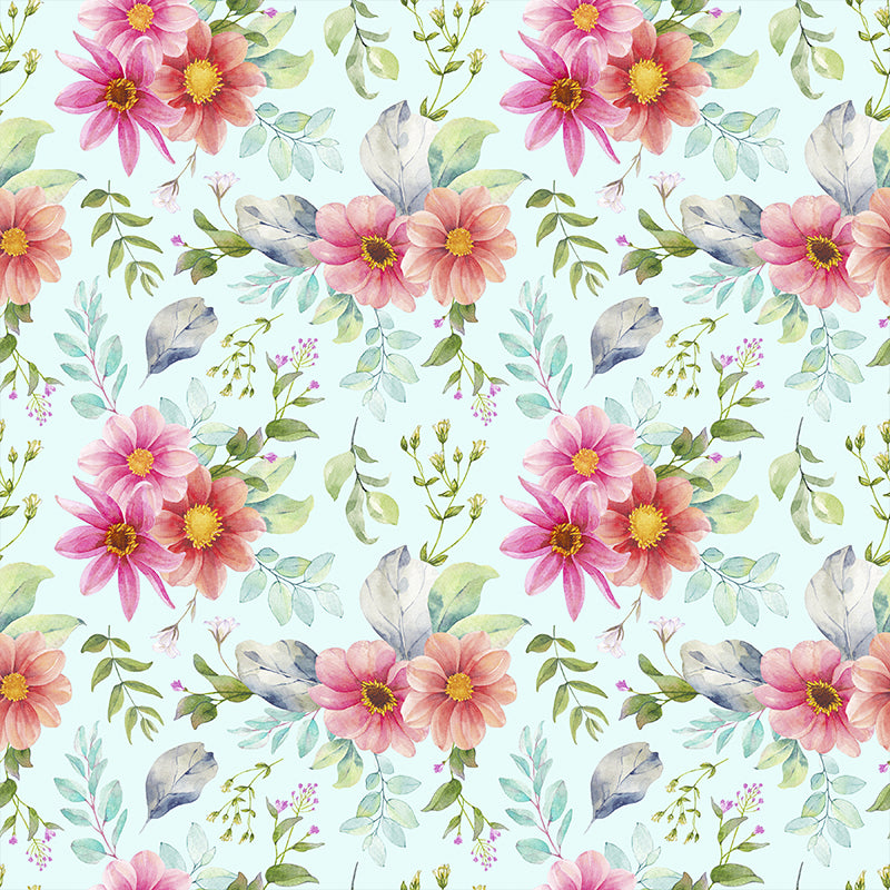 Modern Blossom Flower Print Mural Wallpaper Pastel Color Florentine Wall Covering Clearhalo 'Wall Decor' 'Wall Mural' 1783927