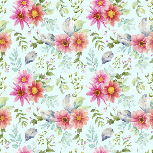 Modern Blossom Flower Print Mural Wallpaper Pastel Color Florentine Wall Covering Clearhalo 'Wall Decor' 'Wall Mural' 1783927