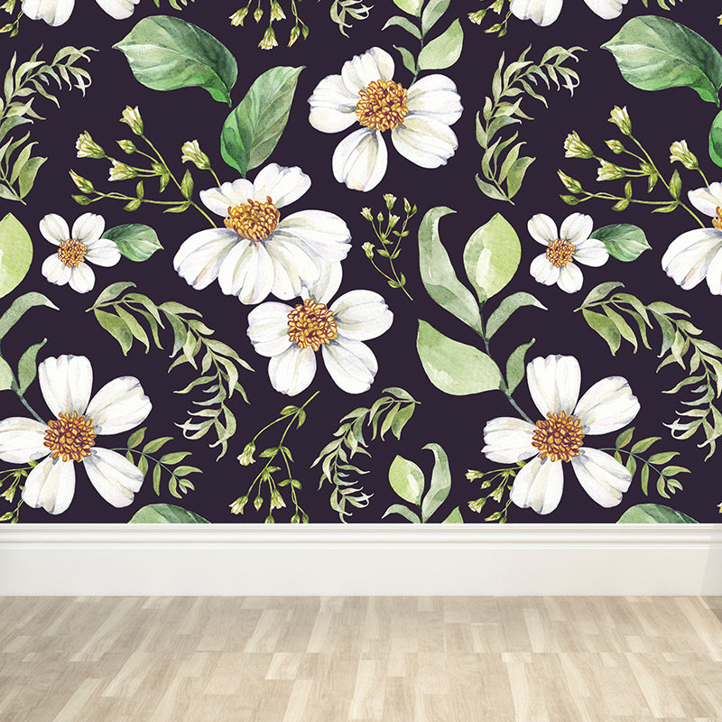 Modern Blossom Flower Print Mural Wallpaper Pastel Color Florentine Wall Covering Clearhalo 'Wall Decor' 'Wall Mural' 1783930