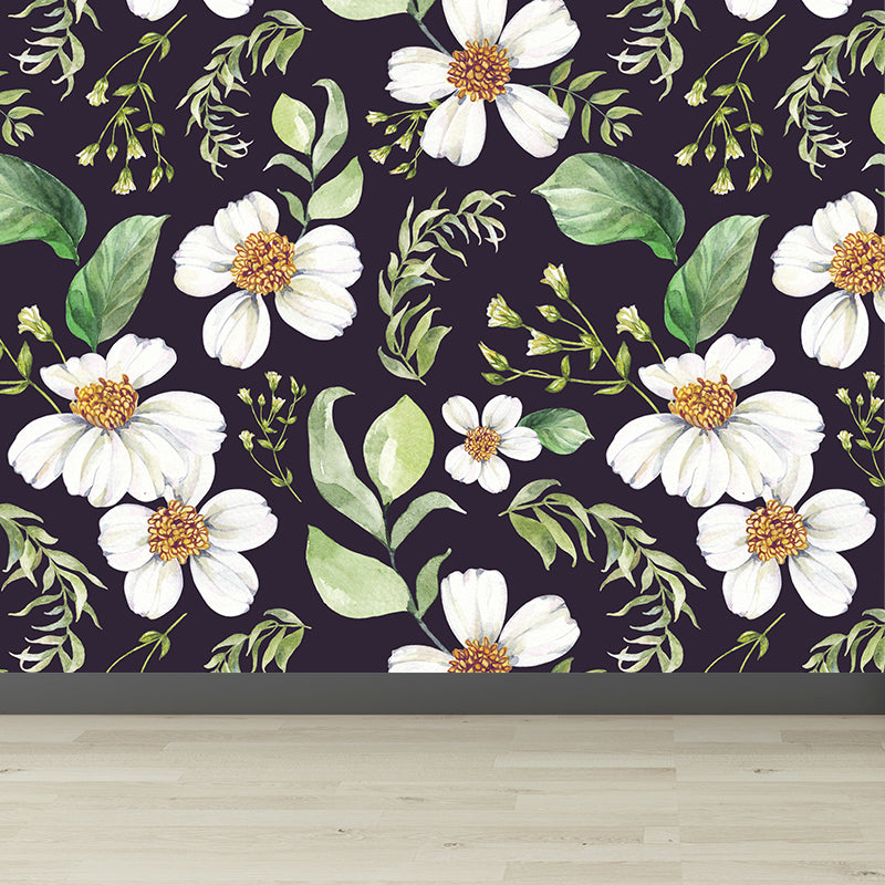Modern Blossom Flower Print Mural Wallpaper Pastel Color Florentine Wall Covering Clearhalo 'Wall Decor' 'Wall Mural' 1783931