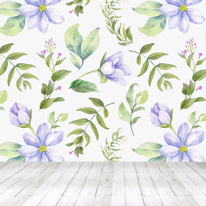Modern Blossom Flower Print Mural Wallpaper Pastel Color Florentine Wall Covering Clearhalo 'Wall Decor' 'Wall Mural' 1783935