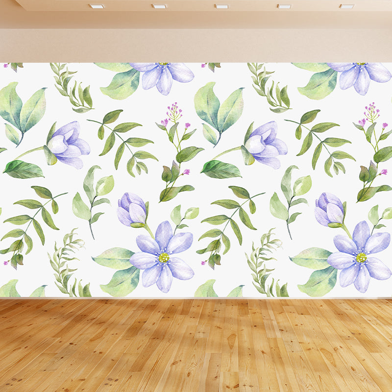 Modern Blossom Flower Print Mural Wallpaper Pastel Color Florentine Wall Covering Clearhalo 'Wall Decor' 'Wall Mural' 1783936