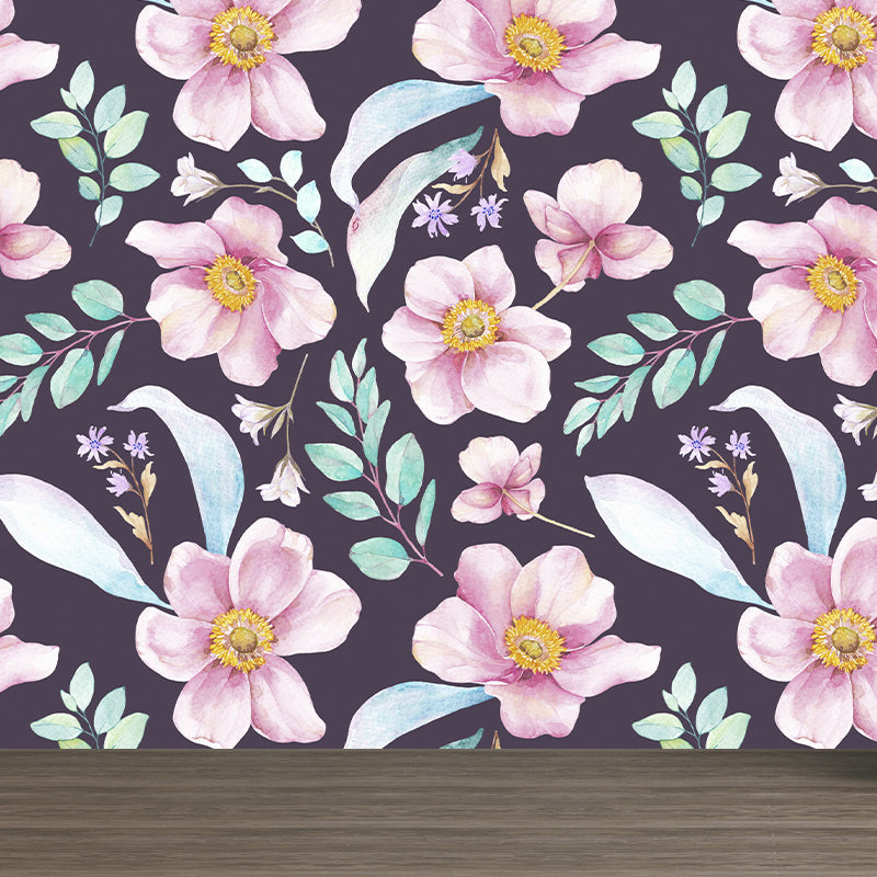 Modern Blossom Flower Print Mural Wallpaper Pastel Color Florentine Wall Covering Clearhalo 'Wall Decor' 'Wall Mural' 1783941
