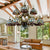 Brown 15 Lights Chandelier Lighting Tiffany Cut Glass Dome Pendant Lamp for Living Room with Mermaid Design Brown Clearhalo 'Ceiling Lights' 'Chandeliers' 'Close To Ceiling Lights' 'Industrial' 'Middle Century Chandeliers' 'Tiffany Chandeliers' 'Tiffany close to ceiling' 'Tiffany' Lighting' 178397