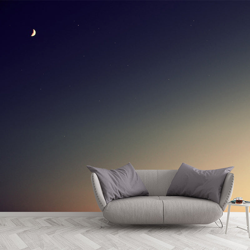 Photography Sky at Dusk Mural for Living Room, Blue and Yellow, Custom Size Available Blue-Yellow A Clearhalo 'Wall Decor' 'Wall Mural' 1784018