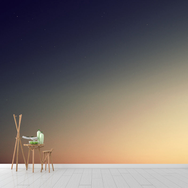 Photography Sky at Dusk Mural for Living Room, Blue and Yellow, Custom Size Available Clearhalo 'Wall Decor' 'Wall Mural' 1784019