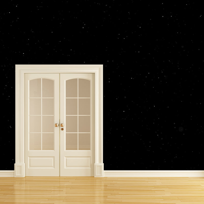 Photo Print Contemporary Mural Black Night and Starry Sky Wall Covering, Optional Size Black Design 2 Clearhalo 'Wall Decor' 'Wall Mural' 1784038