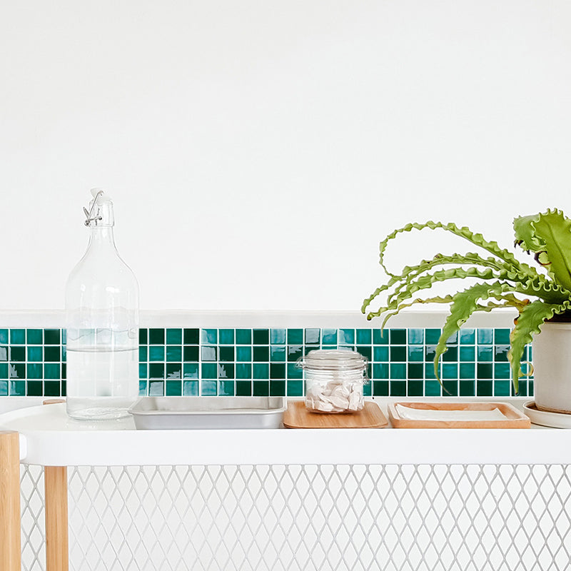 Boho Mosaic Tiles Wallpaper Panel PVC Peel and Stick Dark Color Wall Decor for Home Green Clearhalo 'Wall Decor' 'Wallpaper' 1784132