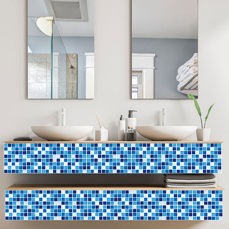 Boho Mosaic Tiles Wallpaper Panel PVC Peel and Stick Dark Color Wall Decor for Home Blue Clearhalo 'Wall Decor' 'Wallpaper' 1784141