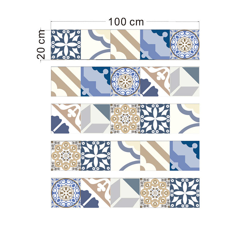 Removable Mosaic Tile Wallpaper Panels Bohemian PVC Wall Covering for Dining Room Clearhalo 'Wall Decor' 'Wallpaper' 1784148