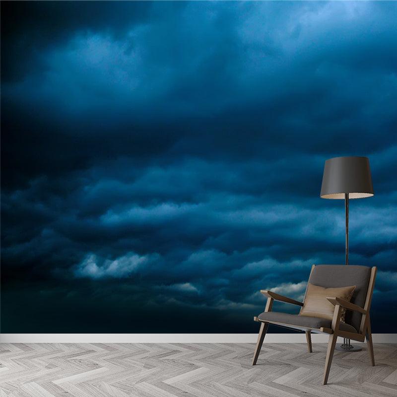 Blue Night Clouds Wallpaper Mural Moisture Resistant Wall Covering for Accent Wall Clearhalo 'Wall Decor' 'Wall Mural' 1784183