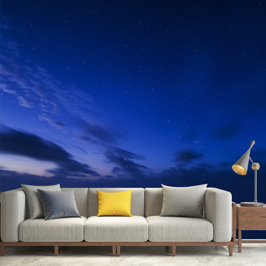Star Sky Mural Wallpaper Blue-Black Modern Wall Covering for Living Room, Moisture Resistant Clearhalo 'Wall Decor' 'Wall Mural' 1784189