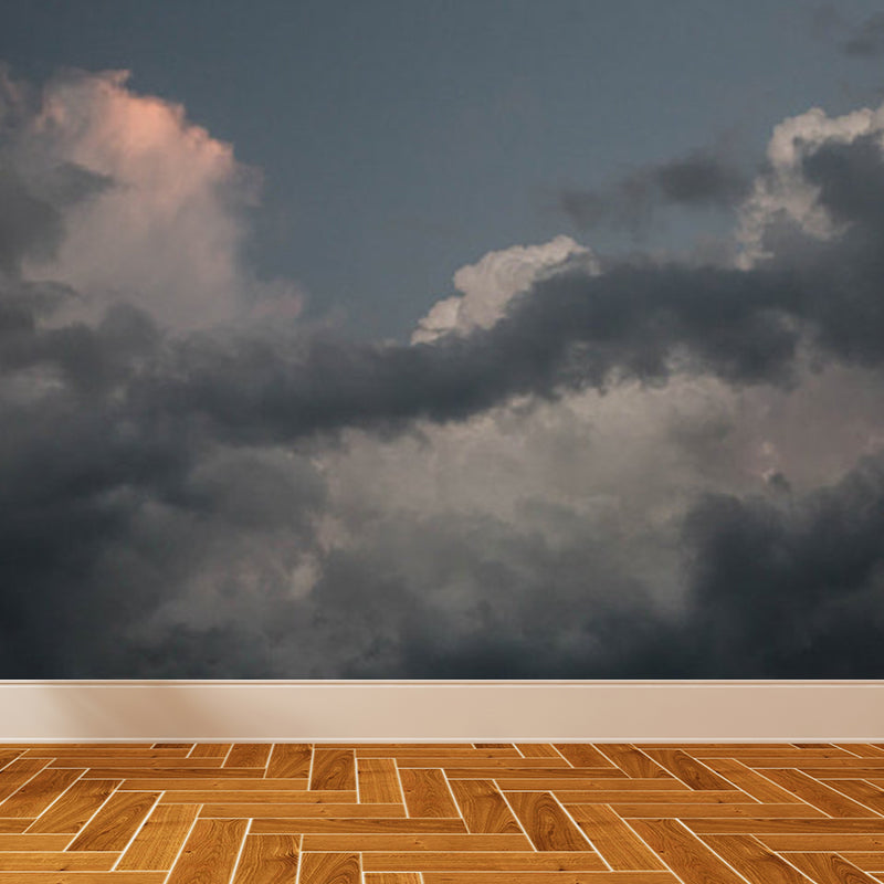 Light Color Contemporary Mural Wallpaper Sky Scenery Wall Covering for Guest Room Grey Clearhalo 'Wall Decor' 'Wall Mural' 1784227