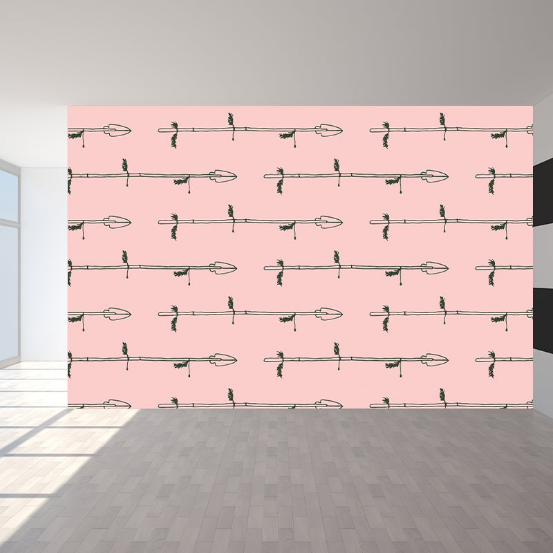 Printing Graphic Mural Decal Pastel Color Contemporary Wall Covering for Living Room Pink Clearhalo 'Wall Decor' 'Wall Mural' 1784252