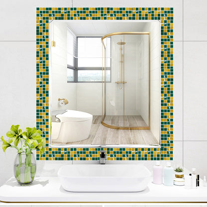 Colorful Bohemian Peel Wallpaper Panels 3.3-sq ft Mosaic Tiles Wall Decor for Bathroom Yellow-Blue Clearhalo 'Wall Decor' 'Wallpaper' 1784322