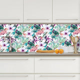 Big Bloom Flower Wallpaper Panels Rustic PVC Peel and Stick Wall Art in Pink-Green Clearhalo 'Country wall decor' 'Rustic' 'Wallpaper' Wall Decor' 1784333