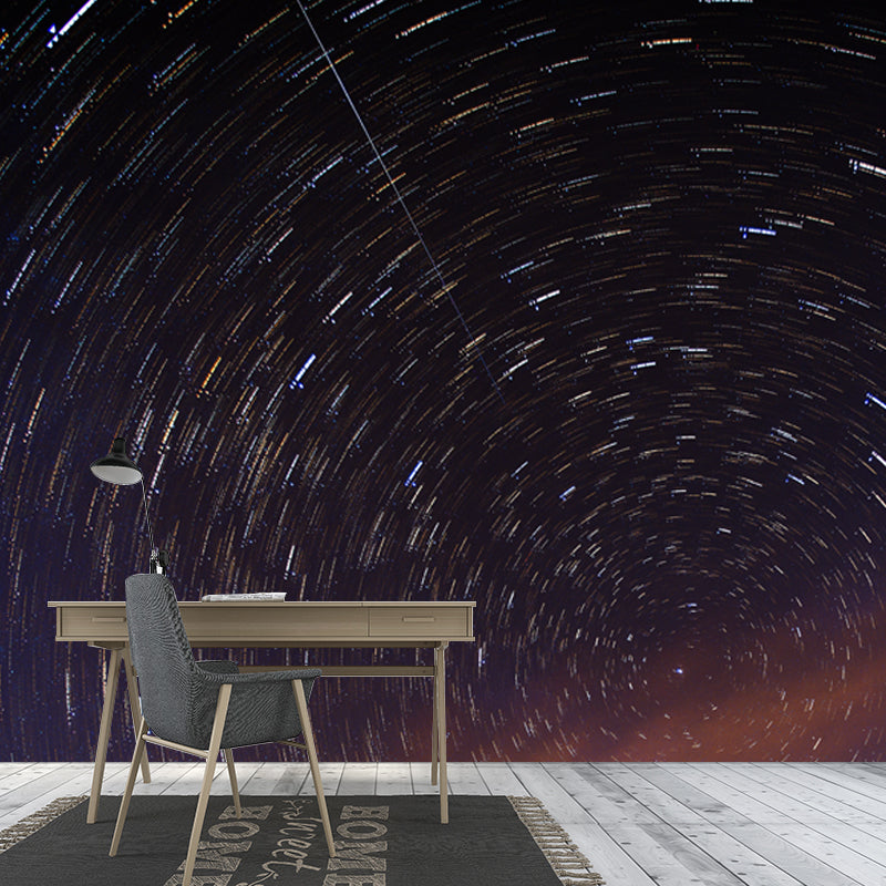 Modern Universe Whirlpool Mural Wallpaper Dark Color Stain-Proof Wall Art for Home Clearhalo 'Wall Decor' 'Wall Mural' 1784367