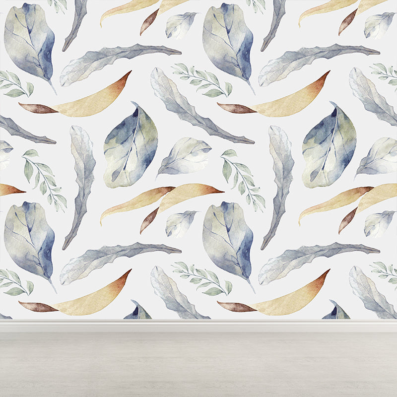 Contemporary Girls Mural Wallpaper Floral Design Light Color Wall Covering, Custom Light Green Clearhalo 'Wall Decor' 'Wall Mural' 1784370