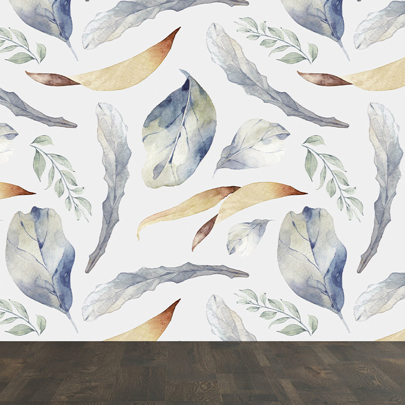 Contemporary Girls Mural Wallpaper Floral Design Light Color Wall Covering, Custom Clearhalo 'Wall Decor' 'Wall Mural' 1784371