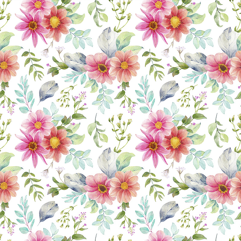 Contemporary Girls Mural Wallpaper Floral Design Light Color Wall Covering, Custom Clearhalo 'Wall Decor' 'Wall Mural' 1784393