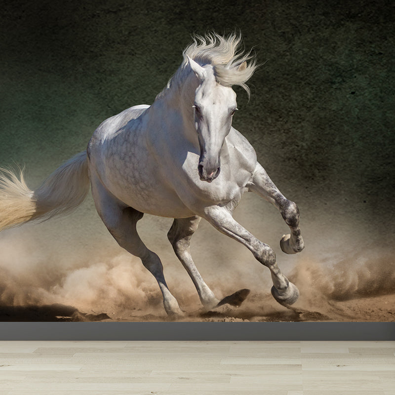 Extra Large Steed Mural Soft Color Non-Woven Wall Art for Home Decor, Custom Printed Green Clearhalo 'Wall Decor' 'Wall Mural' 1784513