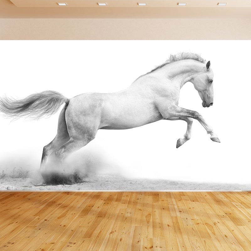 Extra Large Steed Mural Soft Color Non-Woven Wall Art for Home Decor, Custom Printed White Clearhalo 'Wall Decor' 'Wall Mural' 1784518