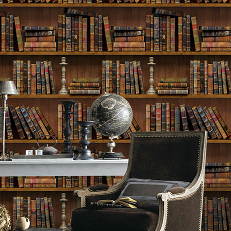 Self-Adhesive 17.5" * 19.5' Vintage Bookstore and Stacked Reading Materials Wallpaper for Libraries and Coffee Room Multi-Color Clearhalo 'Vintage wall decor' 'Vintage' 'Wallpaper' Wall Decor' 1784523