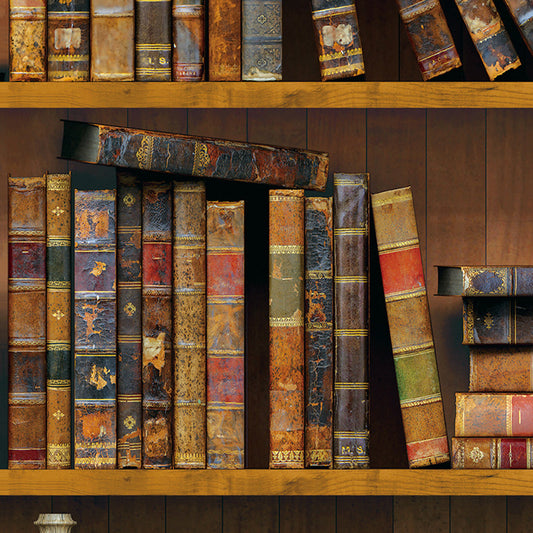 Self-Adhesive 17.5" * 19.5' Vintage Bookstore and Stacked Reading Materials Wallpaper for Libraries and Coffee Room Clearhalo 'Vintage wall decor' 'Vintage' 'Wallpaper' Wall Decor' 1784524