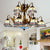 Cone/Dome Stained Glass Chandelier Lamp Tiffany 15 Lights Blue Pendant Lighting with Baroque/Magnolia Pattern Blue Magnolia Clearhalo 'Ceiling Lights' 'Chandeliers' 'Industrial' 'Middle Century Chandeliers' 'Tiffany Chandeliers' 'Tiffany close to ceiling' 'Tiffany' Lighting' 178457