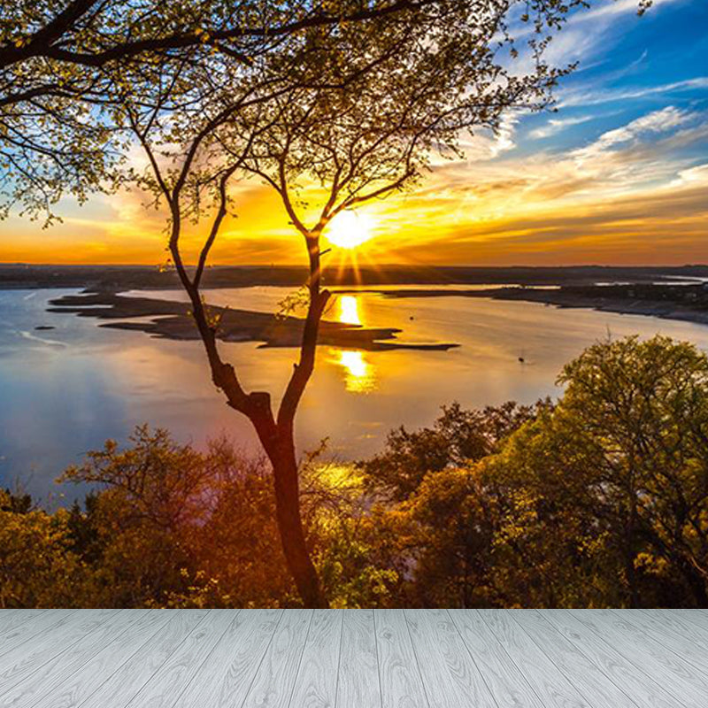 Large Sky Scenery Wall Mural Contemporary Natural Landscape Wall Decor in Pastel Color Orange Clearhalo 'Wall Decor' 'Wall Mural' 1784580