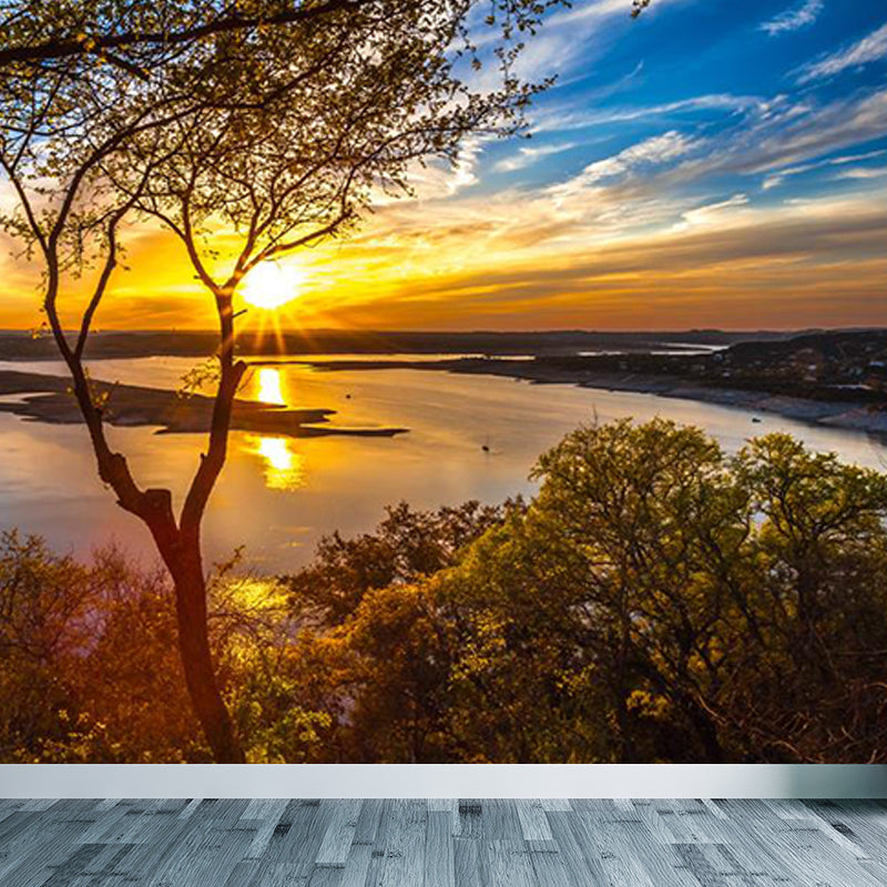 Large Sky Scenery Wall Mural Contemporary Natural Landscape Wall Decor in Pastel Color Clearhalo 'Wall Decor' 'Wall Mural' 1784582