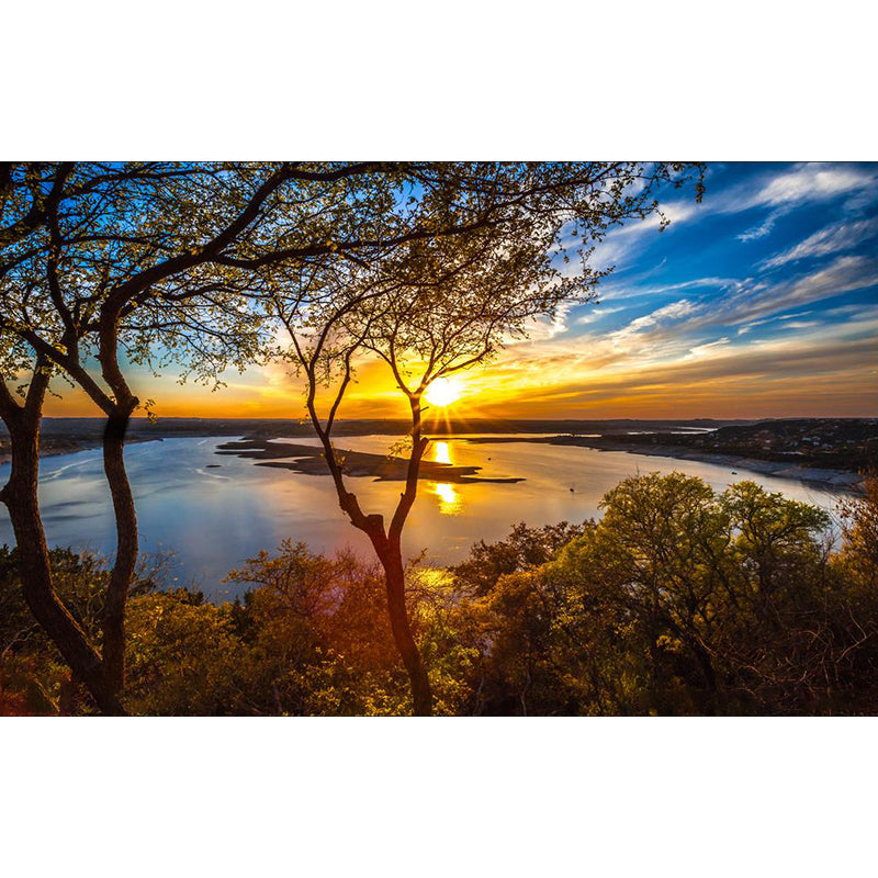 Large Sky Scenery Wall Mural Contemporary Natural Landscape Wall Decor in Pastel Color Clearhalo 'Wall Decor' 'Wall Mural' 1784583