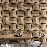 Sandy Yellow 20.5"W x 31'L Vinyl Water-Resistant 3D Faux Wood Wallpaper Clearhalo 'Wall Decor' 'Wallpaper' 1784596