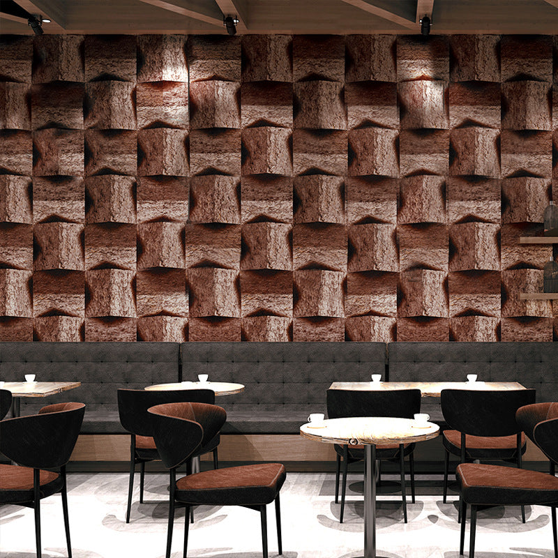 Sandy Yellow 20.5"W x 31'L Vinyl Water-Resistant 3D Faux Wood Wallpaper Red Clearhalo 'Wall Decor' 'Wallpaper' 1784599